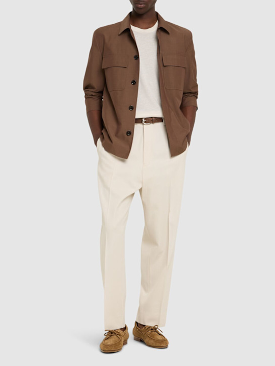 Zegna: Pantalones de lana y algodón - Blanco - men_1 | Luisa Via Roma