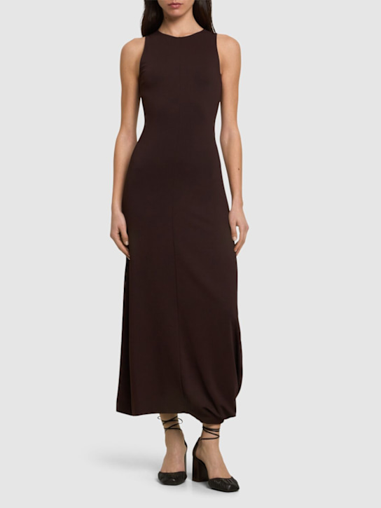 Lemaire: Silk viscose interlock twisted hem dress - women_1 | Luisa Via Roma
