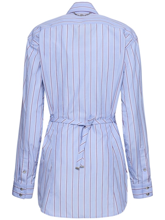 Rabanne: Striped cotton poplin shirt - Blue/Multi - women_3 | Luisa Via Roma