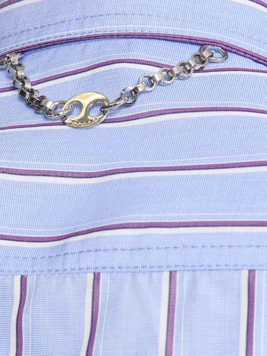 Rabanne: Striped cotton poplin shirt - Blue/Multi - women_4 | Luisa Via Roma