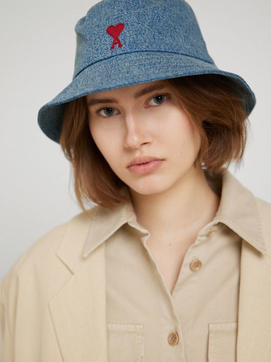 AMI Paris: Red ADC denim bucket hat - Used Blue - women_1 | Luisa Via Roma