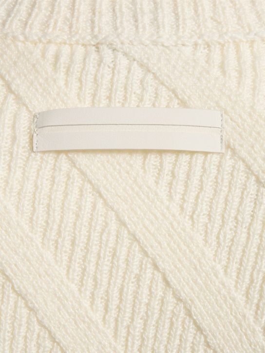 Zegna: Geometric design cotton crewneck sweater - White - men_4 | Luisa Via Roma