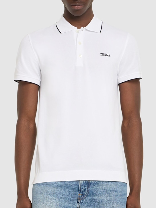 Zegna: Short sleeve polo - White - men_2 | Luisa Via Roma