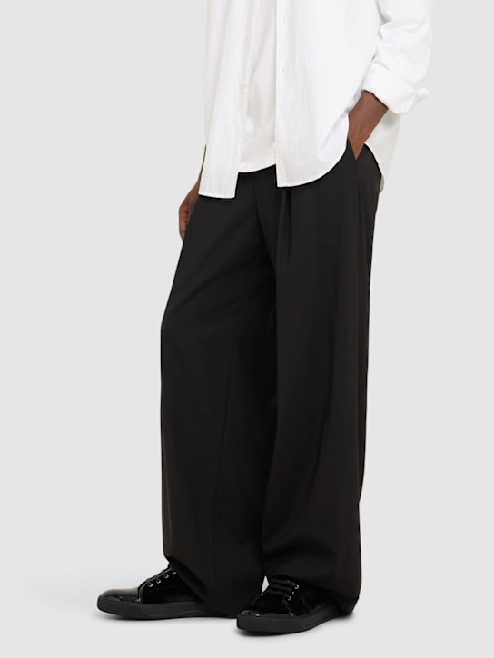 Lanvin: Velour & leather low top sneakers - men_1 | Luisa Via Roma