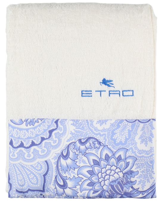 Etro: Bloom bath towel - Blue - ecraft_0 | Luisa Via Roma