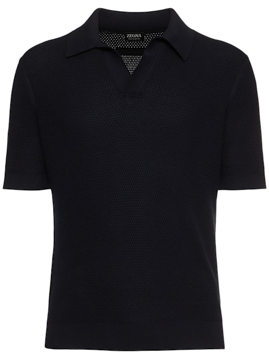 Zegna: Premium cotton stitch polo - men_0 | Luisa Via Roma