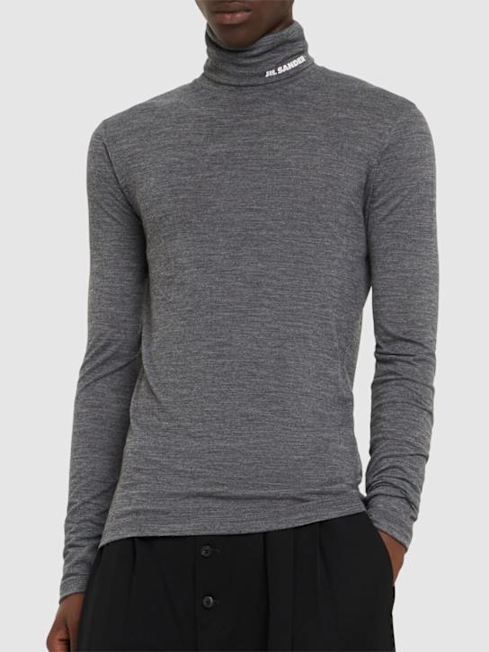 Jil Sander: Wool jersey turtleneck t-shirt - Grey - men_2 | Luisa Via Roma
