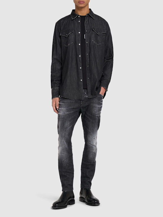 Dsquared2: Westernhemd aus klassischem Denim - Schwarz - men_1 | Luisa Via Roma