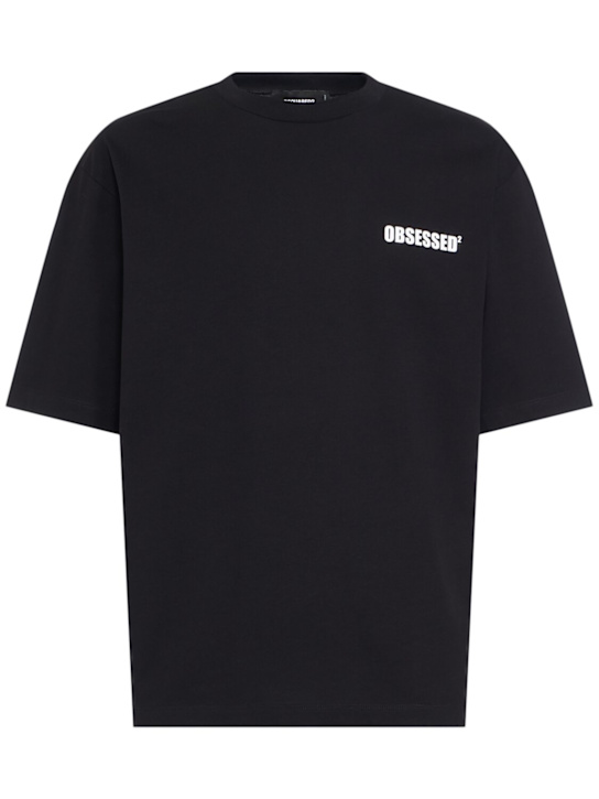 Dsquared2: Loose fit cotton t-shirt - Black/White - men_0 | Luisa Via Roma