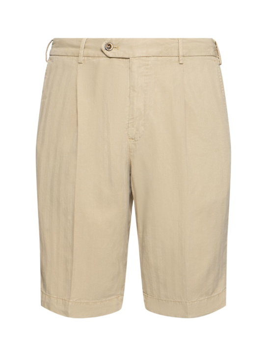 PT Torino: Lyocell blend herringbone shorts - men_0 | Luisa Via Roma