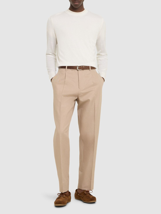 Zegna: High performance wool crewneck sweater - White - men_1 | Luisa Via Roma