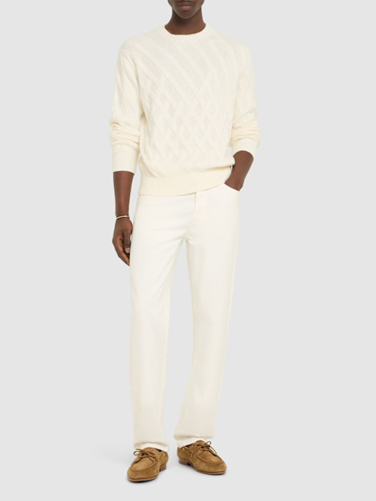 Zegna: Marble pure cotton pants - Bianco/Roccia - men_1 | Luisa Via Roma