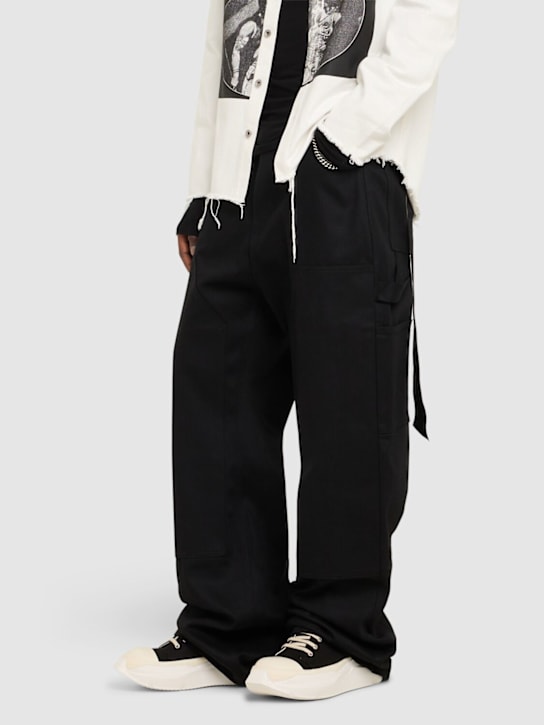 Rick Owens DRKSHDW: Abstract denim low sneakers - Black/Milk - men_1 | Luisa Via Roma