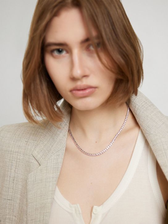 Swarovski: Tennis Matrix crystal collar necklace - Pink/Crystal - women_2 | Luisa Via Roma