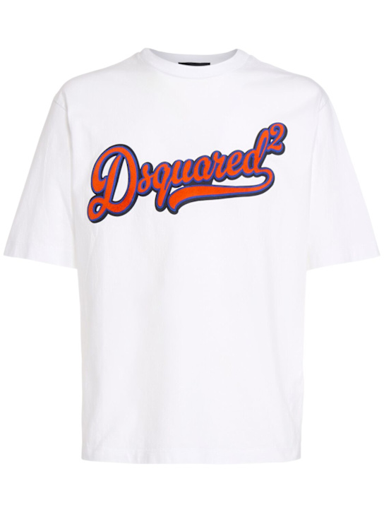 Dsquared2: Camiseta con logo - Blanco - men_0 | Luisa Via Roma