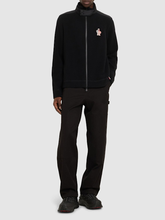 Moncler Grenoble: Stretch tech fleece zip-up cardigan - men_1 | Luisa Via Roma