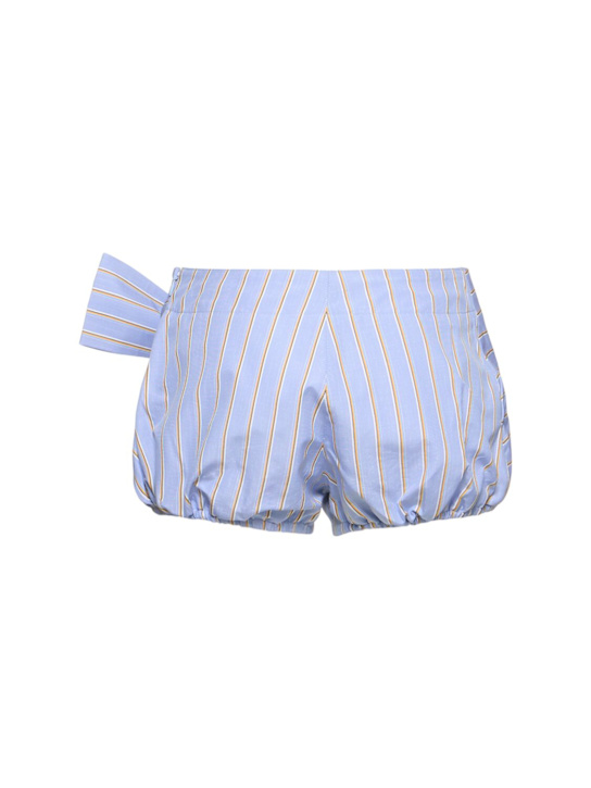 Rabanne: Striped cotton poplin shorts - Blue/Multi - women_3 | Luisa Via Roma