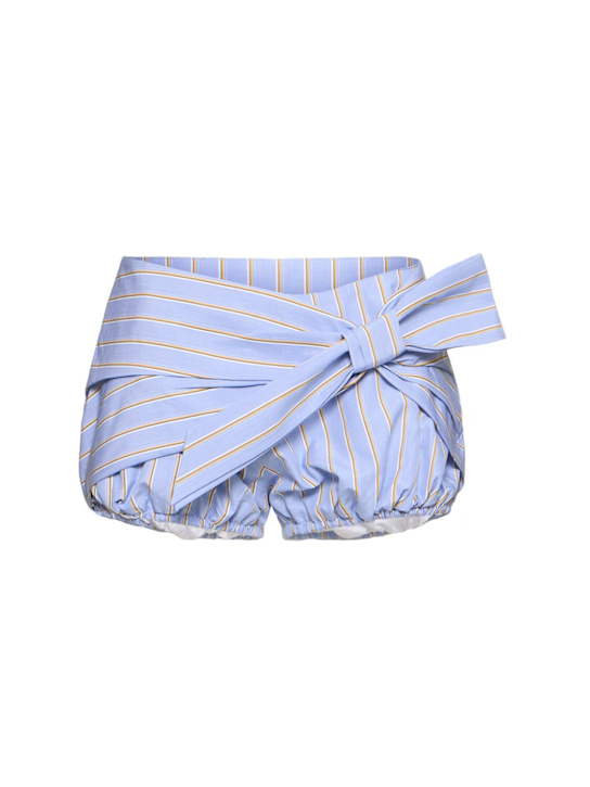 Rabanne: Striped cotton poplin shorts - Blue/Multi - women_0 | Luisa Via Roma
