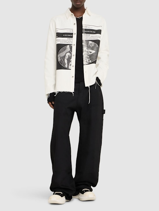 Rick Owens DRKSHDW: Denim printed overshirt - Black/Milk - men_1 | Luisa Via Roma