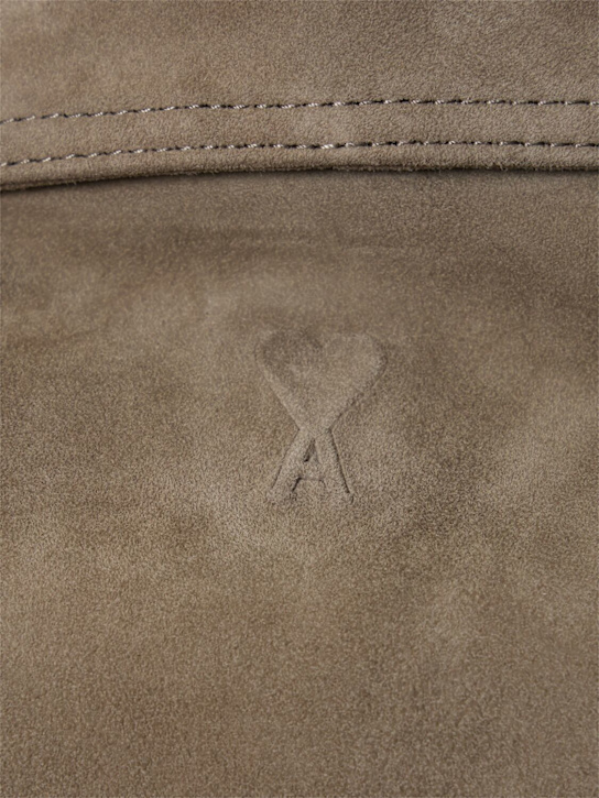 AMI Paris: Leather zip jacket - Ash - men_4 | Luisa Via Roma