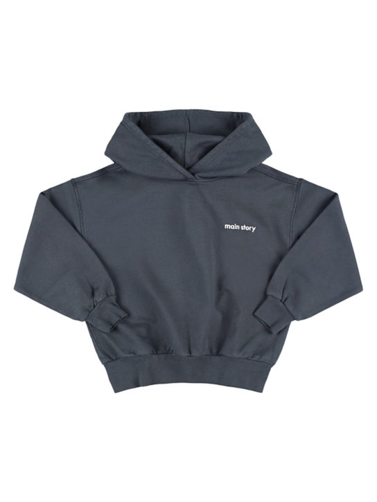 Main Story: Embroidered cotton hooded sweatshirt - Dark Grey - kids-boys_0 | Luisa Via Roma