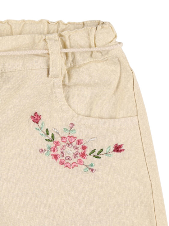 Babe & Tess: Shorts in cotone stretch - Off White - kids-girls_1 | Luisa Via Roma