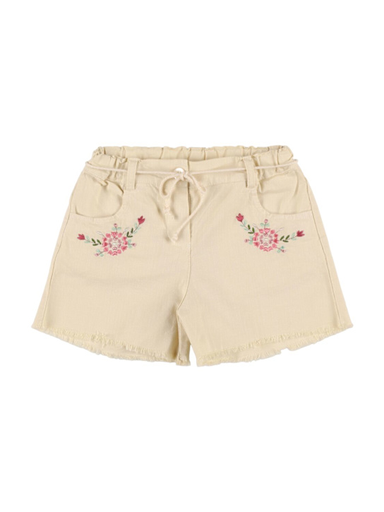 Babe & Tess: Shorts in cotone stretch - Off White - kids-girls_0 | Luisa Via Roma