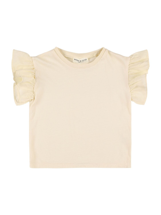 Babe & Tess: Cotton jersey top - Off White - kids-girls_0 | Luisa Via Roma