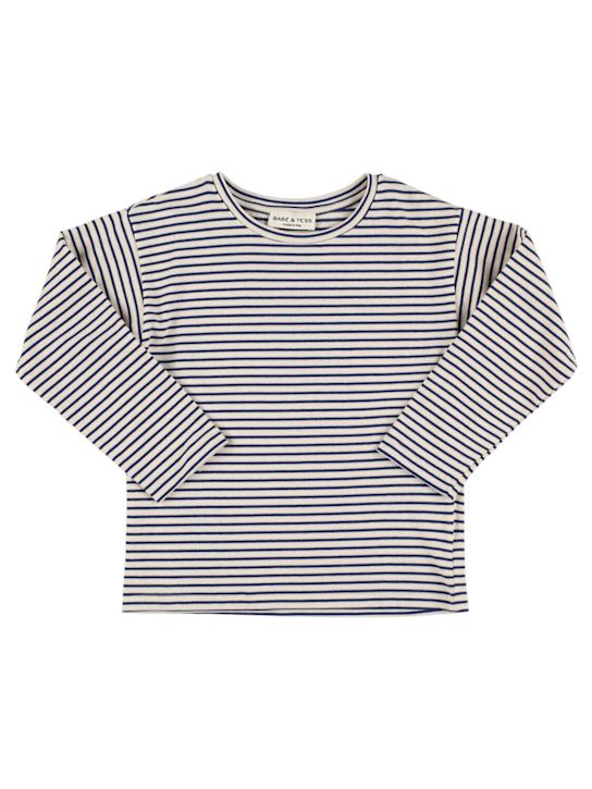 Babe & Tess: 条纹混棉平纹针织T恤 - kids-girls_0 | Luisa Via Roma