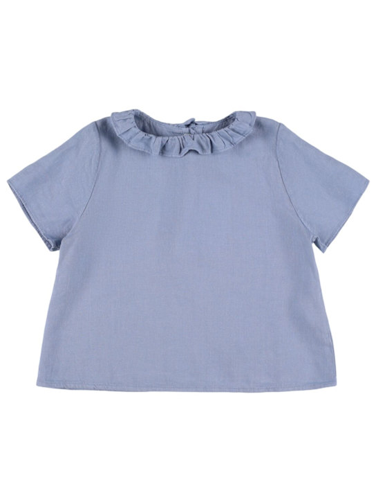 Babe & Tess: Camicia in misto lino - Celeste - kids-girls_0 | Luisa Via Roma