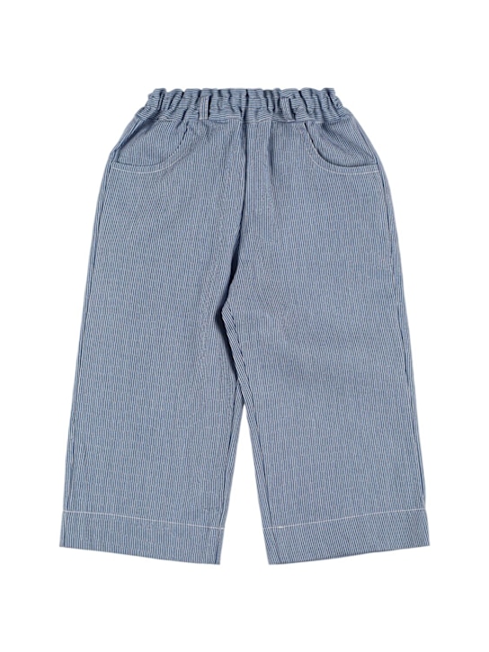 Babe & Tess: Pantaloni in cotone a righe - Blu - kids-girls_0 | Luisa Via Roma
