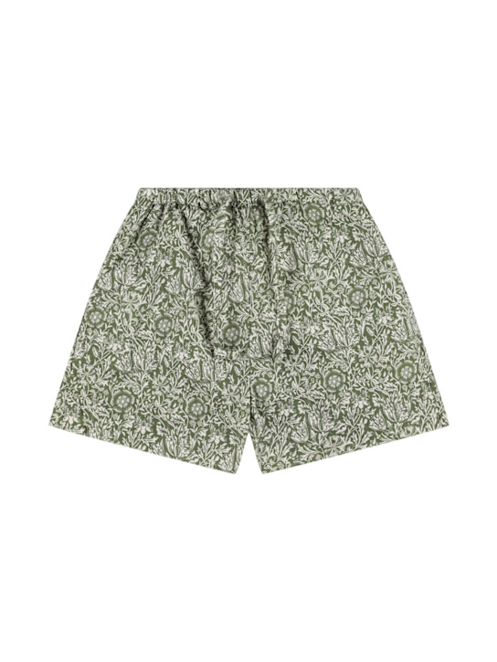 Babe & Tess: Shorts in cotone stampato stretch - Verde Oliva - kids-girls_0 | Luisa Via Roma