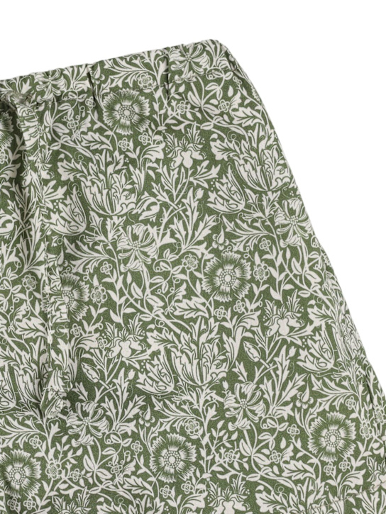 Babe & Tess: Shorts in cotone stampato stretch - Verde Oliva - kids-girls_1 | Luisa Via Roma