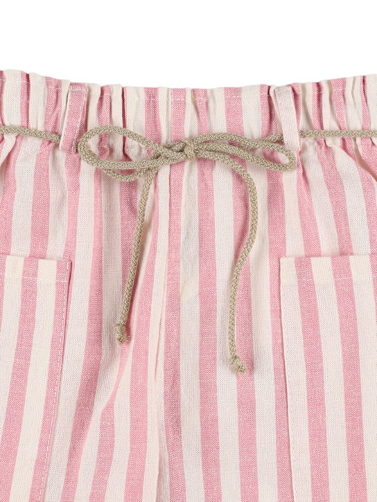 Babe & Tess: Striped cotton blend pants - White/Pink - kids-girls_1 | Luisa Via Roma