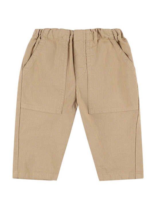 Babe & Tess: Stretch cotton pants - Camel - kids-boys_0 | Luisa Via Roma