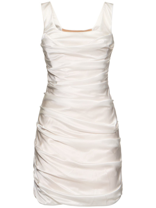 Giuseppe Di Morabito: Vestito in raso di seta drappeggiato - Bianco - women_0 | Luisa Via Roma