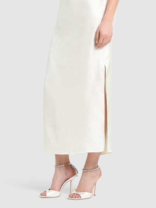 Jimmy Choo: 100mm Saeda satin sandals - Ivory - women_1 | Luisa Via Roma
