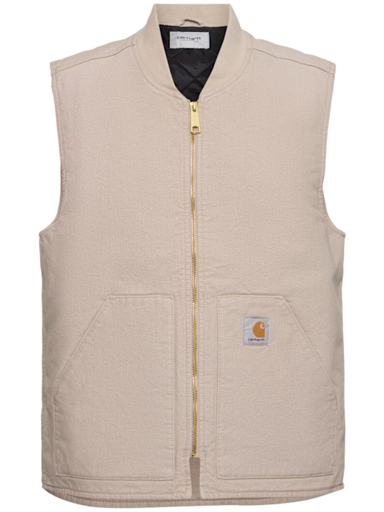Carhartt WIP: Gilet Dearborn in tela - Dusky Beige - men_0 | Luisa Via Roma