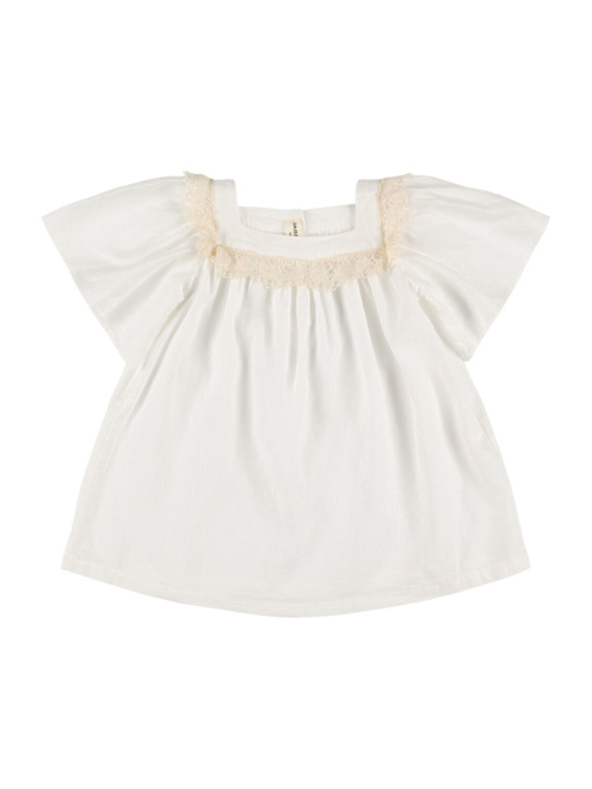 Babe & Tess: Vestito in misto lino - Bianco - kids-girls_0 | Luisa Via Roma