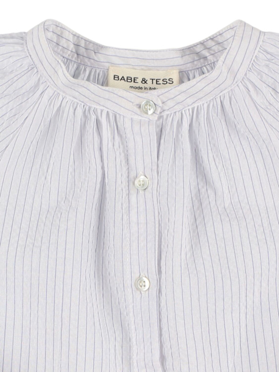 Babe & Tess: コットンブレンドシャツ - ホワイト/ブルー - kids-girls_1 | Luisa Via Roma