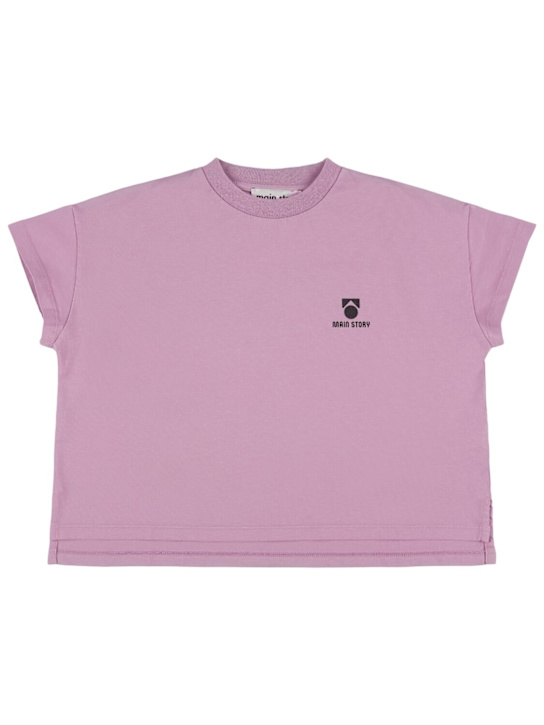 Main Story: Embroidered logo cotton jersey t-shirt - Light Purple - kids-boys_0 | Luisa Via Roma