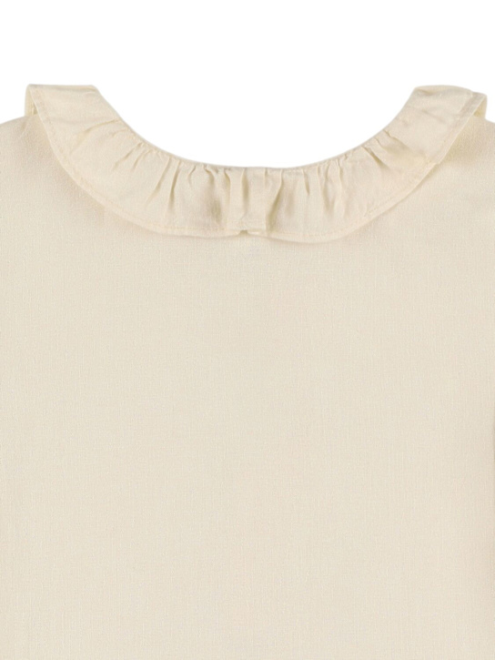Babe & Tess: Linen blend shirt - Off White - kids-girls_1 | Luisa Via Roma