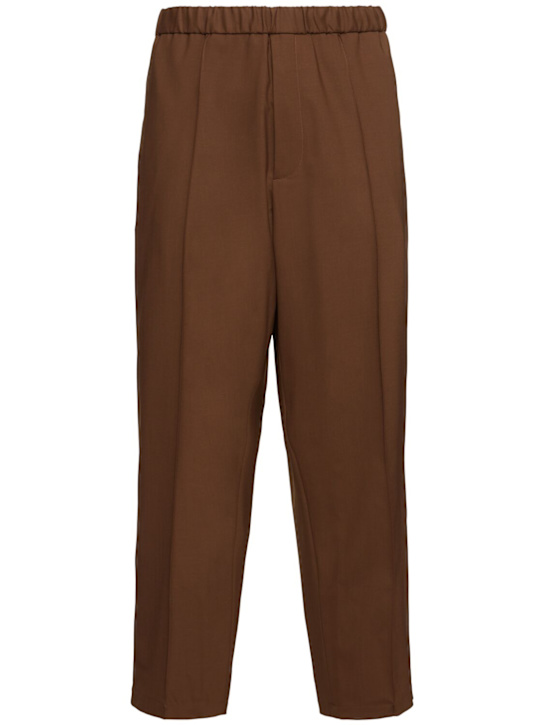 Seven Gauge: Pleated tropical wool blend pants - Brown - men_0 | Luisa Via Roma