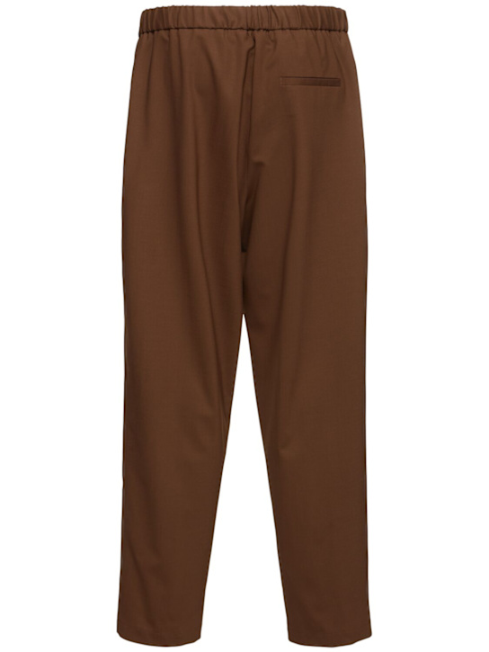 Seven Gauge: Pleated tropical wool blend pants - Brown - men_3 | Luisa Via Roma