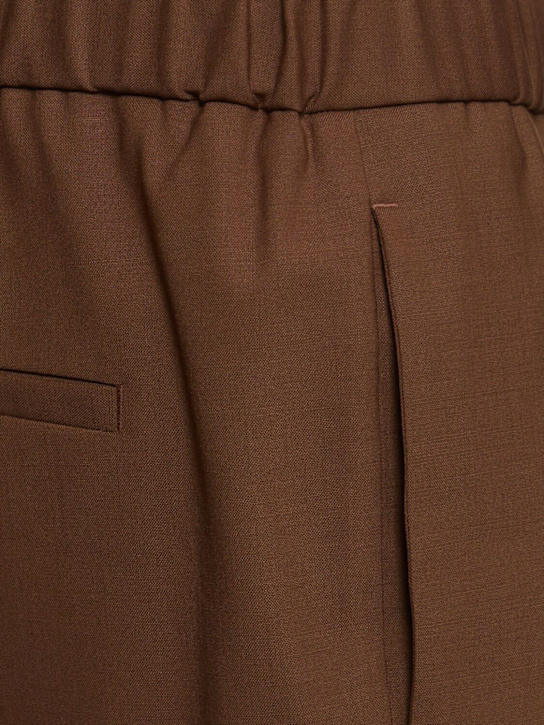 Seven Gauge: Pleated tropical wool blend pants - Brown - men_4 | Luisa Via Roma