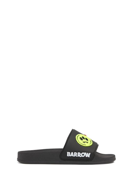 Barrow: Logo slide sandals - Black - kids-boys_0 | Luisa Via Roma