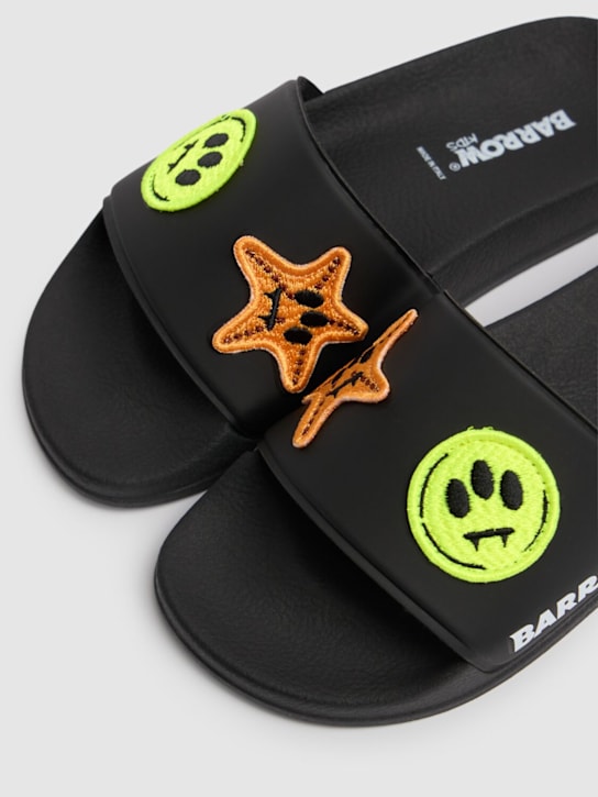 Barrow: Logo slide sandals - Black - kids-boys_1 | Luisa Via Roma