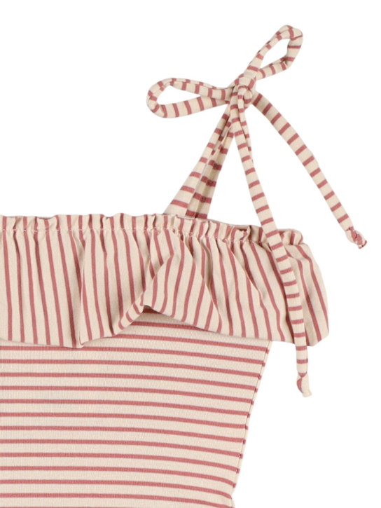 Babe & Tess: コットンブレンドジャージー水着 - ホワイト/ピンク - kids-girls_1 | Luisa Via Roma