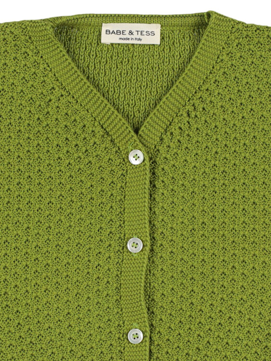 Babe & Tess: コットンニットカーディガン - グリーン - kids-girls_1 | Luisa Via Roma