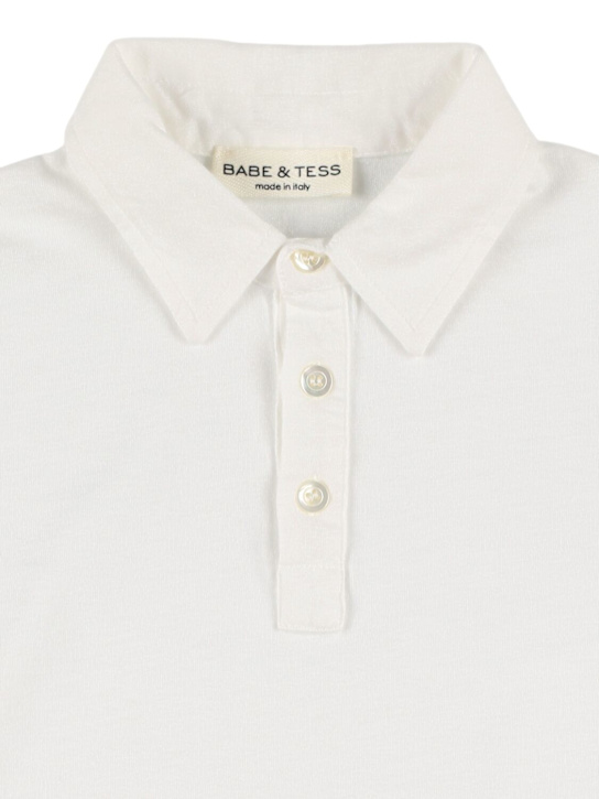 Babe & Tess: Cotton jersey polo shirt - White - kids-boys_1 | Luisa Via Roma